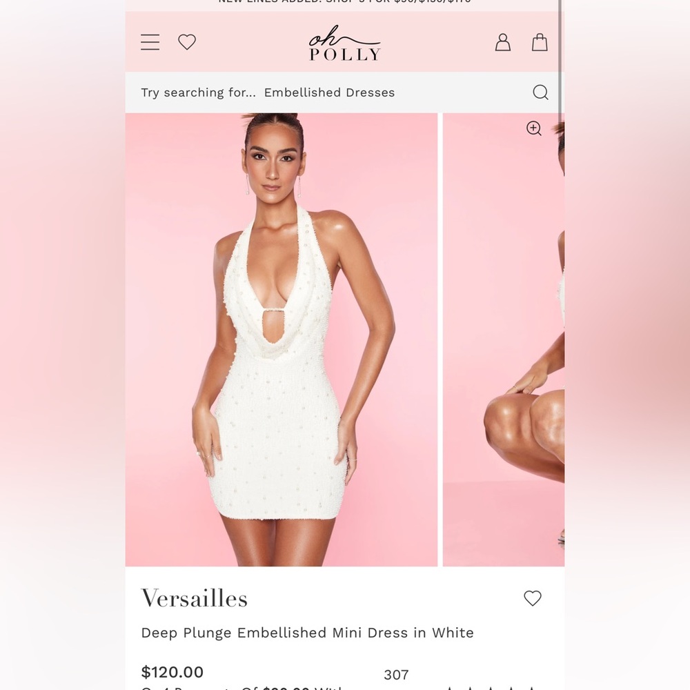 Oh Polly Versailles White Deep Plunge Mini Dress